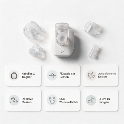 Sinazem® Tragbarer Mesh-Vernebler – Flüsterleise, für Kinder & Erwachsene